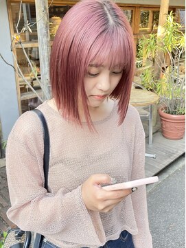 ラミエバイメルト 下北沢(lamie by melt) 毛利/10代 20代 切りっぱなしボブ 暖色カラー ピンクベージュ