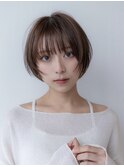 大人かわいい前髪セシルカットココアブラウンフリンジウェーブ