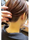 ツーブロック耳かけボブメンズライクショコラブラウン
