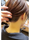 ツーブロック耳かけボブメンズライクショコラブラウン