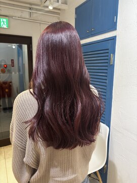 アジールヘア 池袋東口店(agir hair) ブリーチなし暖色カラー高発色ワインレッド池袋