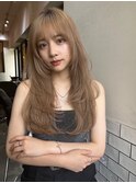 ハイライトミルクティーベージュロングレイヤーカット/原宿