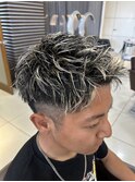 メンズショート　ハイライトカラー　メッシュキャップ