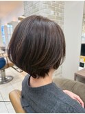 ウルフカットくびれヘアアプリコットオレンジハイライトカラー