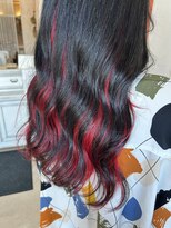 ジール(zeal)&nbsp;レッドインナーカラー　ミディアムヘア/暗めカラー/成田