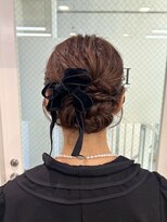 バンクスヘアー(BANK'S HAIR)&nbsp;ベロアリボン×低め編み込みシニヨン