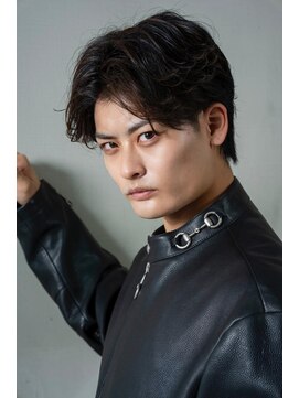 メンズ ソース 天王寺阿倍野(MEN'S SOURCE) フェザーパーマ×センターパート/メンズ