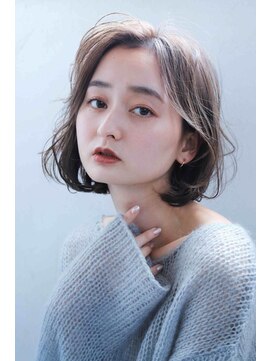 ムウ 難波(MOU) ボブクールショート前髪イメチェンピンクベージュ30代40代50代