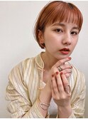 【JUNO】ミニボブ  切りっぱなしボブ オレンジカラー