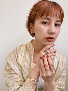 ジュノ 天文館本店(Juno) 【JUNO】ミニボブ 切りっぱなしボブ オレンジカラー