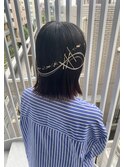 ボブヘア　ボブアレンジ　水引　着物ヘア