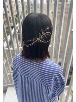 ボブヘア　ボブアレンジ　水引　着物ヘア