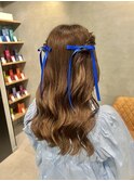 銀座でできるヘアメ/ねじりハーフツイン