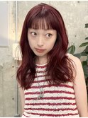 栄フェミニンミディアムヘア　レッド