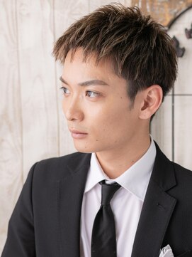 メンズヘア ビーセカンド 草加店(MENS HAIR B-2) 20代30代ブリーチデザイン短髪ショートS草加