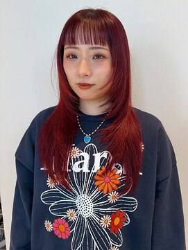 エンター 天神店(ENTER) ブリーチカラー/レッド/顔まわりカット/シャギー/ハッシュカット