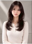 ナチュラルベージュ_韓国ヘア_顔周りレイヤー_ヨシンモリ