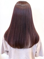 アヴァンセ サニー美容室&nbsp;ストレートロング 髪質改善トリートメント ピンクブラウンカラー
