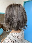 ハイライトグレーボブ