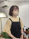黒髪暗髪大人可愛いシースルーバングゆるふわパーマ