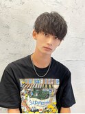 ソフトツイストパーマツーブロックマッシュハイライト波巻き