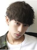 ナチュラルマッシュショートアッシュメンズツーブロックパーマ