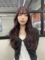 ニコ トウキョウ 渋谷(nico TOKYO)&nbsp;ダブルカラーチェリーレッドピンクブラウン韓国レイヤーロング