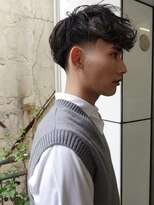 ノラ シブヤ(NORA)&nbsp;フリンジカット外国人風テーパーフェードハイライトパーマ短髪