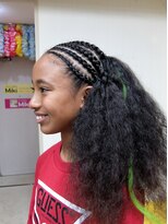 エクステ専門店ミキ 横浜店(MIKI) キッズハーフコーンロウ★キッズ ダンスイベントヘア青黄緑原色