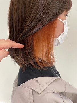 アースコアフュールボーテ 新潟中野山店 (EARTH coiffure beaute) オレンジベージュインナーカラーミニボブ