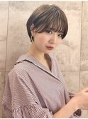 前髪あり耳掛け丸みくびれショートボブ20代30代40代50代(蘭)