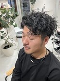 ツイストスパイラルパーマ×ブルーアッシュ