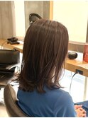 調布レディースカットボブレイヤーカーキブラウンワンカラー