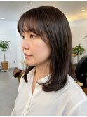 大人ミディアムレイヤー/前髪あり/30代40代50代