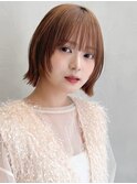 韓国ボブ/ミルクティーブロンド/レイヤーボブ/くびれボブ