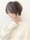 大人可愛い耳掛けショート20代30代40代ハイライトカラー