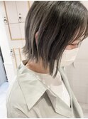 あごライン切りっぱなしボブ★くすみグレージュ