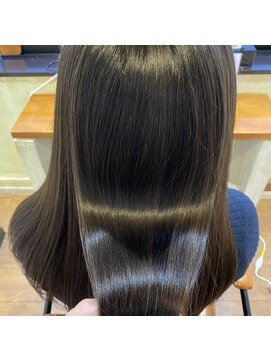 ヘアーアートシフォン 池袋西口店(Hair art chiffon) 髪質改善厚めバングインナーカラーワンレンセンターパート