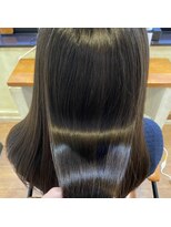 ヘアーアートシフォン 池袋西口店(Hair art chiffon) 髪質改善厚めバングインナーカラーワンレンセンターパート 