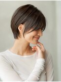 グレージュカラーショートフルバンク似合わせカットイメチェン
