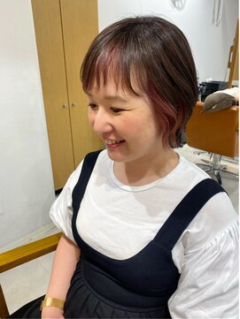 ネイロ 錦糸町(NeiRo) フェイスフレーミングピンクカラーアシメバングくびれボブ