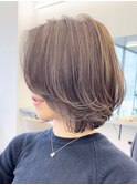 大人カワイイ小顔になるワンレンネビージュ黒髪ボブルフ髪質改善