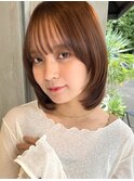 【本山貴志】フェースレイヤー内巻きボブ　モカブラウンカラー