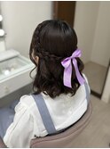 編みおろしハーフアップ