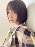 小顔レイヤーカット前下がりショートボブココアベージュ髪質改善