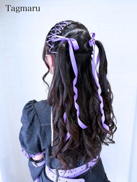 タグマル レース編み☆ハーフツイン!京都推し活ヘア・京都オタ活ヘア