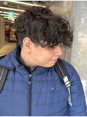 サイドパートスペインカール骨格補正ツーブロックパーマ
