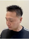 メンズバーバーベリーショートフェードスタイル理容室眉毛カット