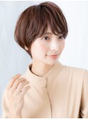 立体感ココアブラウン小顔丸みショートm古河20代30代40代