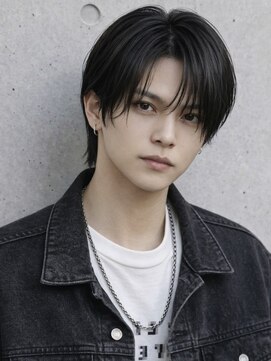 エイド 本店(aid) コンマバングセンターパート毛流れパーマラウンドマッシュウルフ